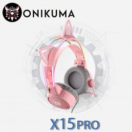ONIKUMA X15pro,Wired Gaming Headset With Detachable Cat Ears, RGB, Removable Mic,Compatible With PC Mobile,Over-Ear Luminous Wired  Gaming Headset