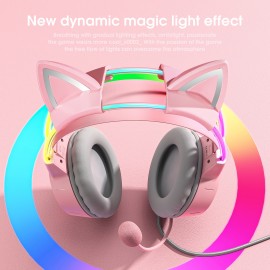 ONIKUMA X15pro,Wired Gaming Headset With Detachable Cat Ears, RGB, Removable Mic,Compatible With PC Mobile,Over-Ear Luminous Wired  Gaming Headset