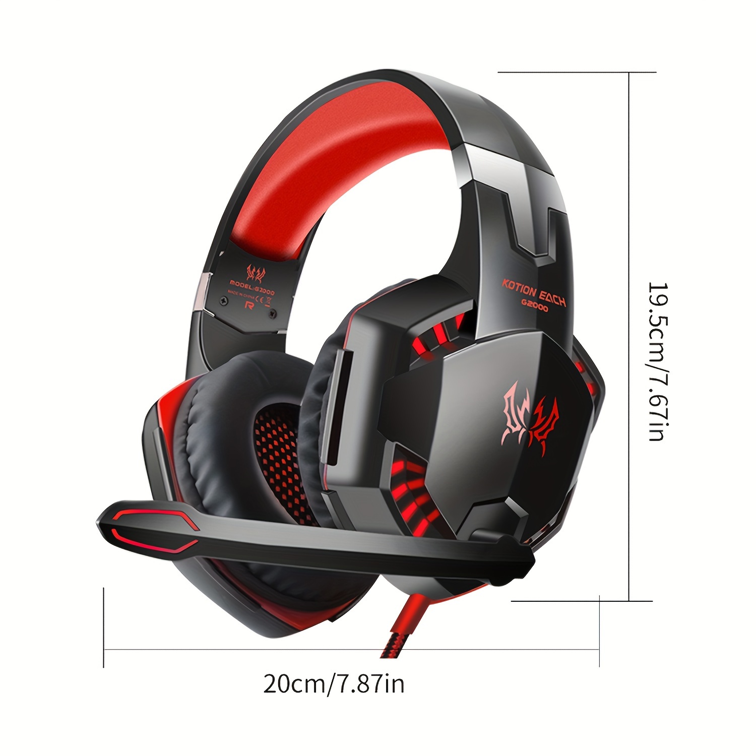 g2000 gaming headset experience immersive audio with noise cancelling mic led lights soft memory earmuffs details 0