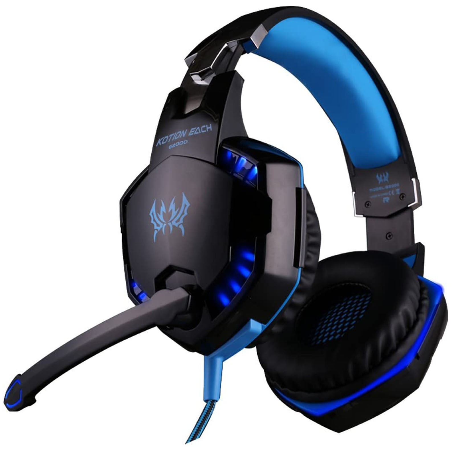 g2000 gaming headset experience immersive audio with noise cancelling mic led lights soft memory earmuffs details 2