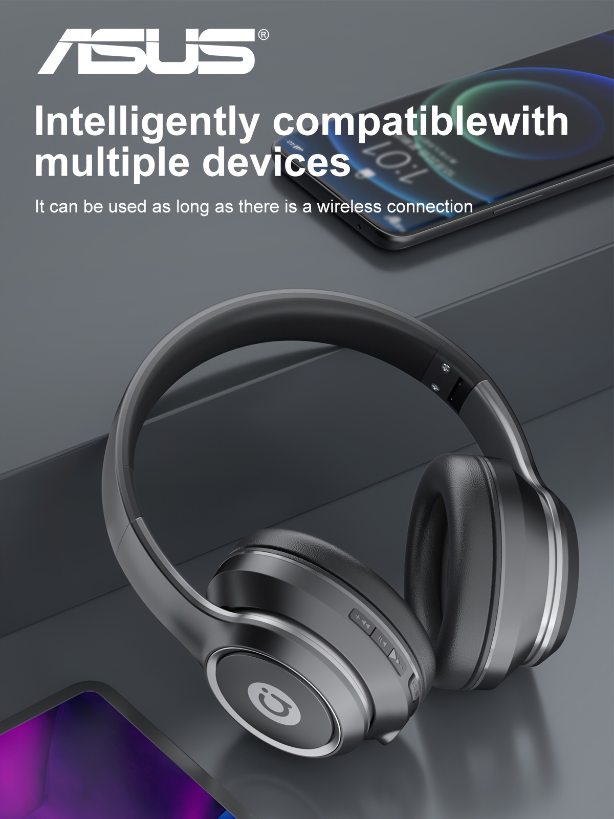 asus as d96 5 3 wireless earphone headphones with microphone lightweight folding active noise reduction anc hd call earphone details 5