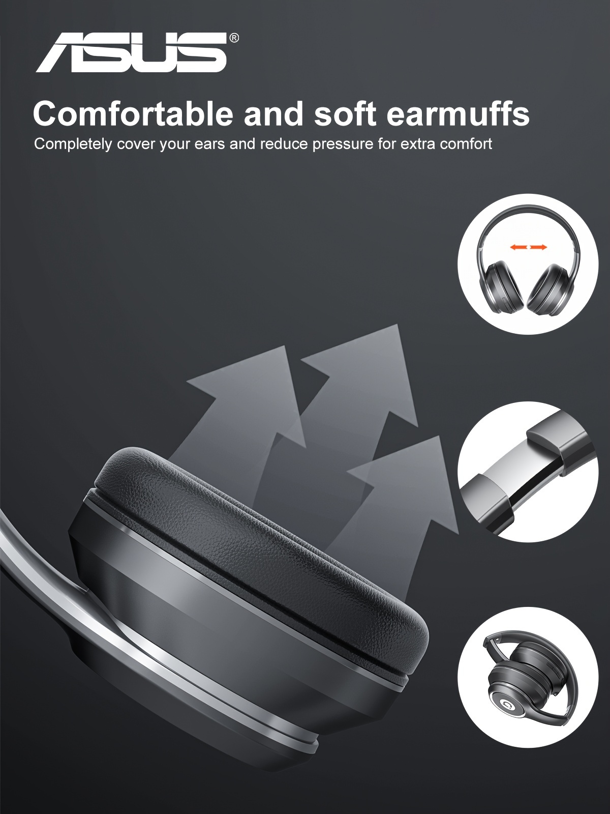 asus as d96 5 3 wireless earphone headphones with microphone lightweight folding active noise reduction anc hd call earphone details 6