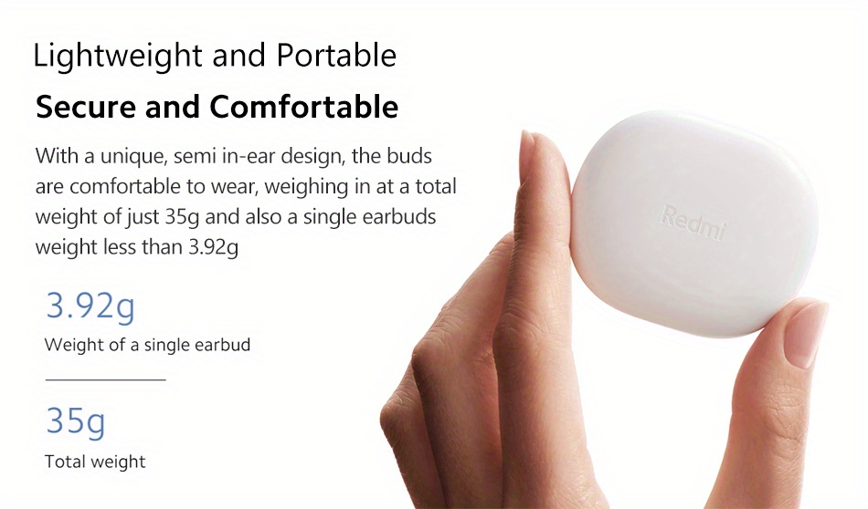 1 set xiaomi redmi buds 4 lite wireless 5 3 wirelss earbuds in ear light weight headphones built in microphone stereo headset tws earphones for android iphone tv computer laptop details 4